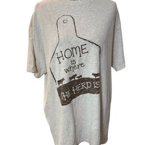 Sand and Brown Home is Where the Herd Is  Graphic T-Shirt Size‎ Large